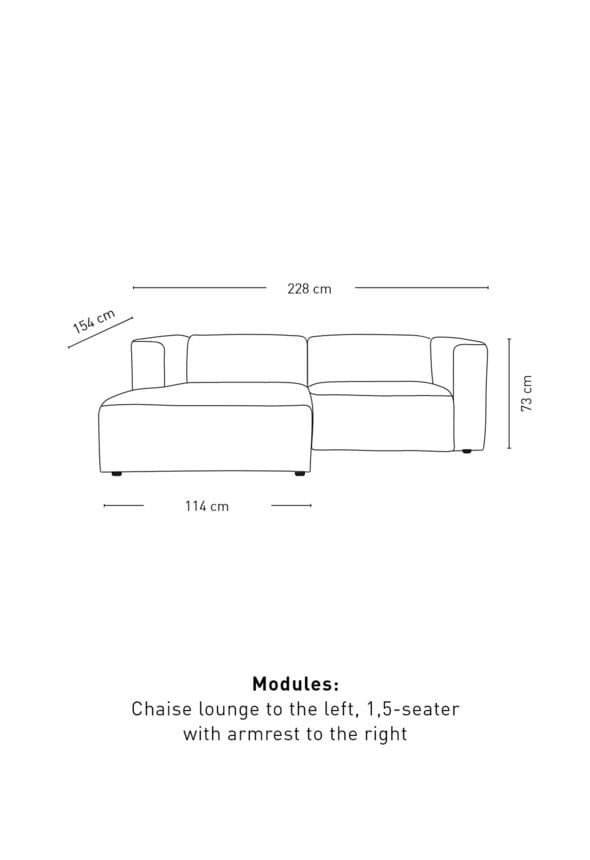 Modulsoffa 2 delar schäslong vänster grå - 3
