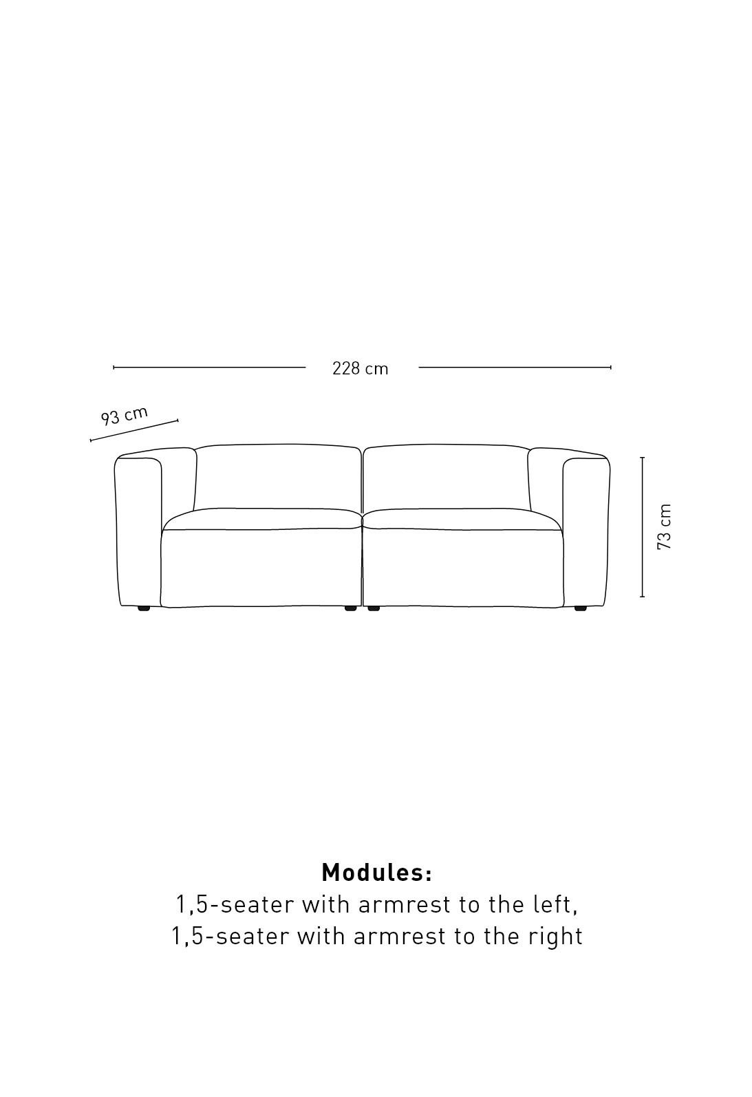  3-sits modulsoffa m/armstöd grå - 2