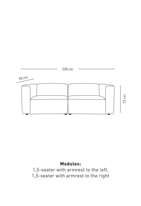 Modulsoffa 2 delar armstöd grå - 2