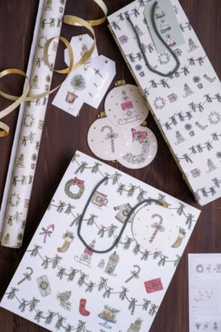 Christmas Feel presentetikett 12st multi/grön