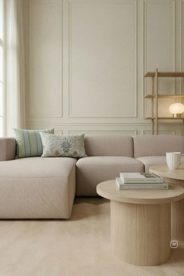 Modulsoffa 3 delar schäslong vänster beige - 4