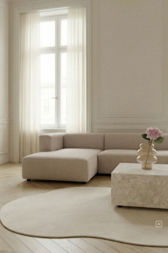 Modulsoffa 3 delar schäslong vänster beige - 3