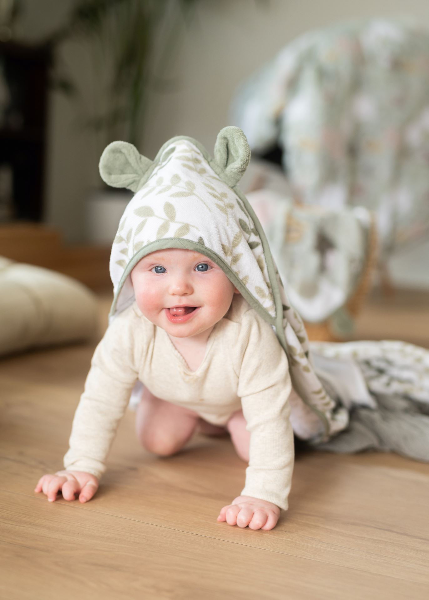 Badhandduk med huva ljusgrön - 2