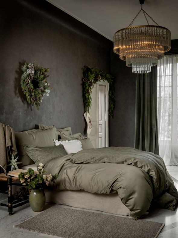 Påslakanset i egyptisk bomull satin olivgrön - 5