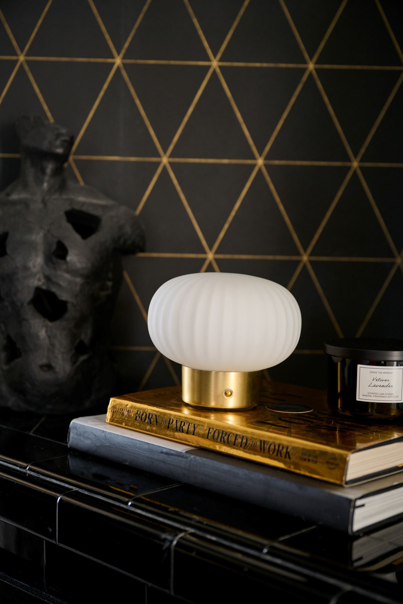 Batteridriven lampa mässing - 2