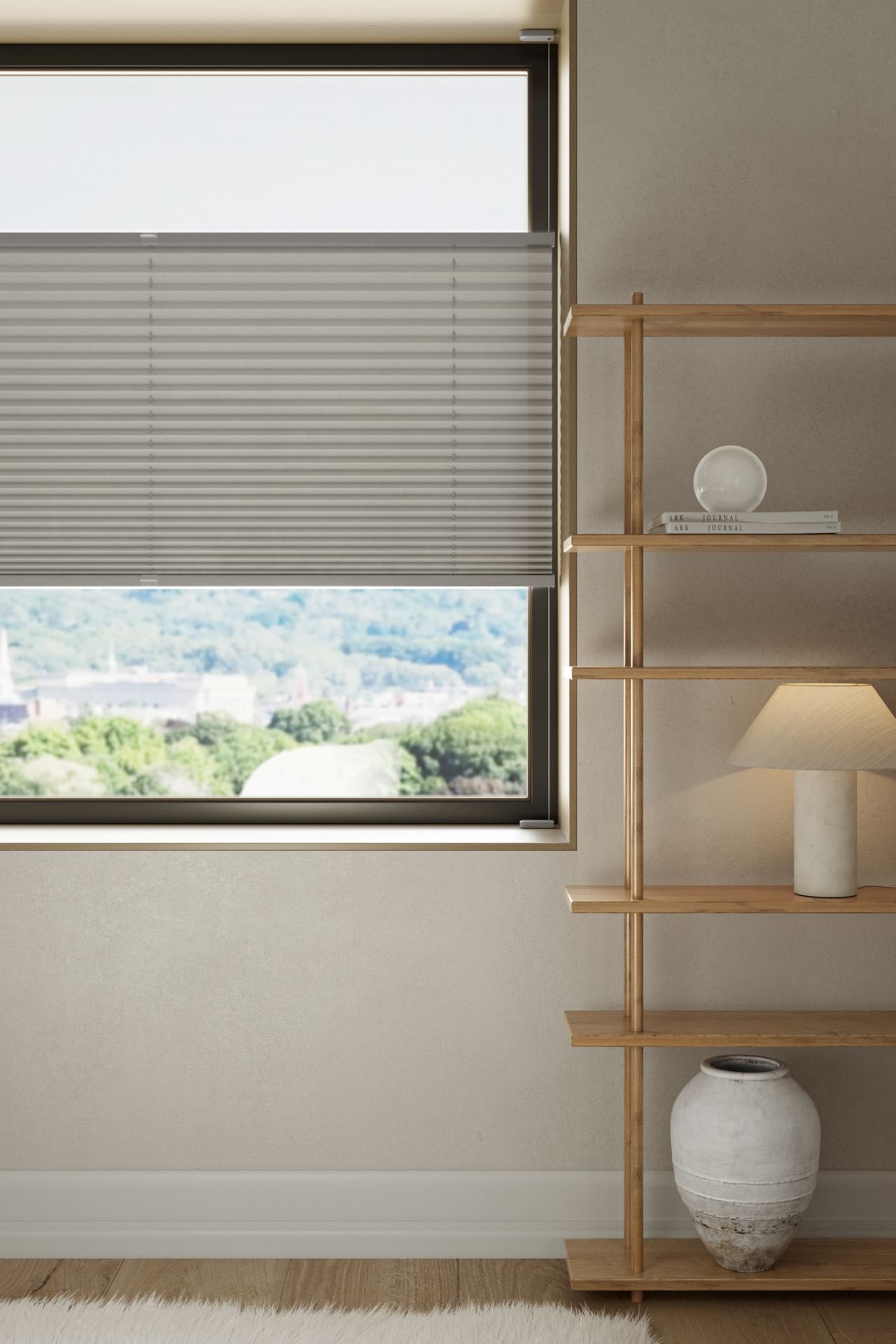 Ljusfiltrerande plisségardin grå - 2