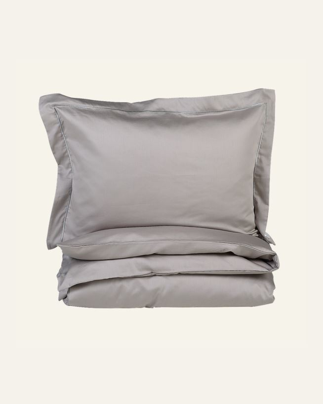 Påslakanset i egyptisk bomull satin ljusgrå - 150x210 cm/50x60 cm ljusgrå - 1