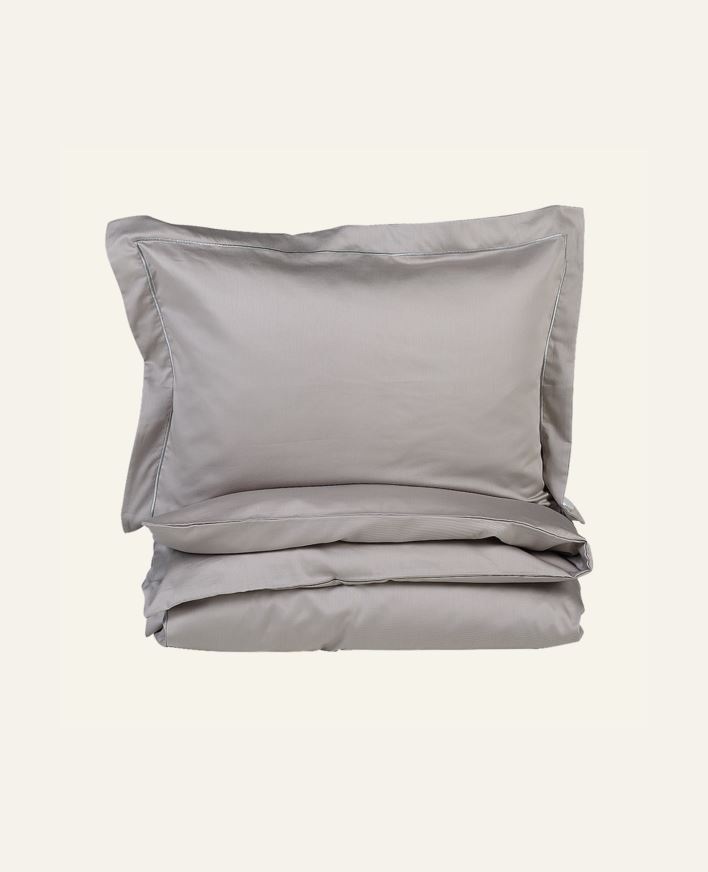 Påslakanset i egyptisk bomull satin ljusgrå - 150x210 cm/50x60 cm ljusgrå - 1