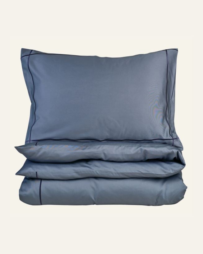 Påslakanset i satin dimblå - 150x210 cm/50x60 cm dimblå - 1