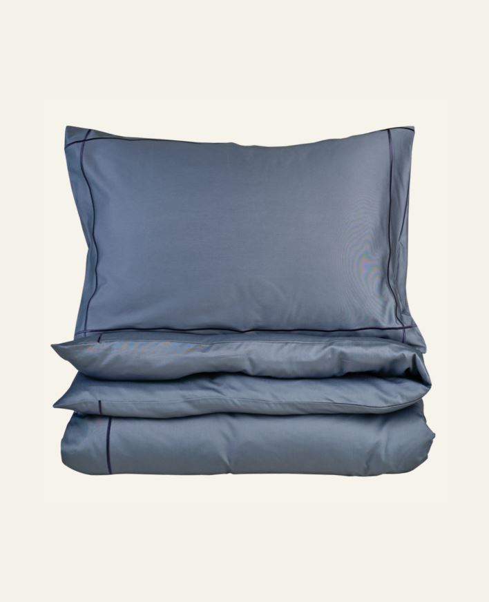 Påslakanset i satin dimblå - 150x210 cm/50x60 cm dimblå - 1