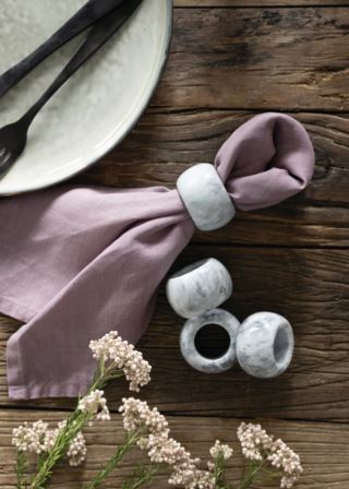 Marble 4-pack servettringar grå