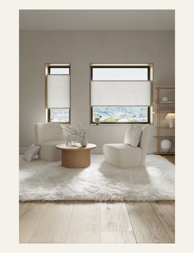 Ljusfiltrerande dubbel plisségardin vit - 3