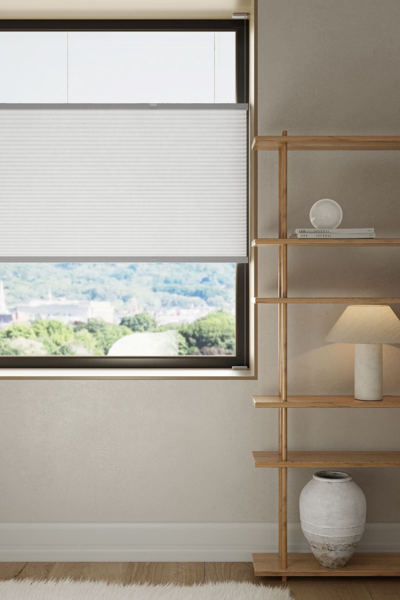 Ljusfiltrerande dubbel plisségardin vit - 4