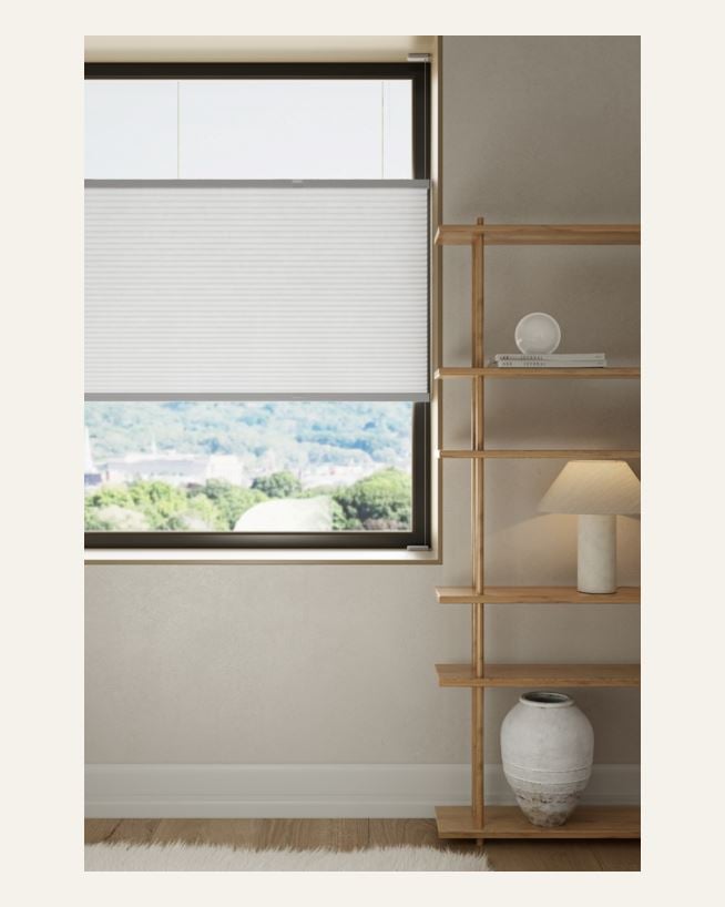 Ljusfiltrerande dubbel plisségardin vit - 100x160 cm vit - 1
