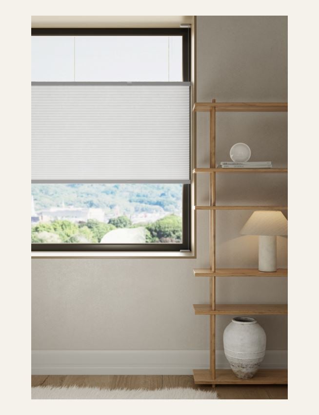 Ljusfiltrerande dubbel plisségardin vit - 4