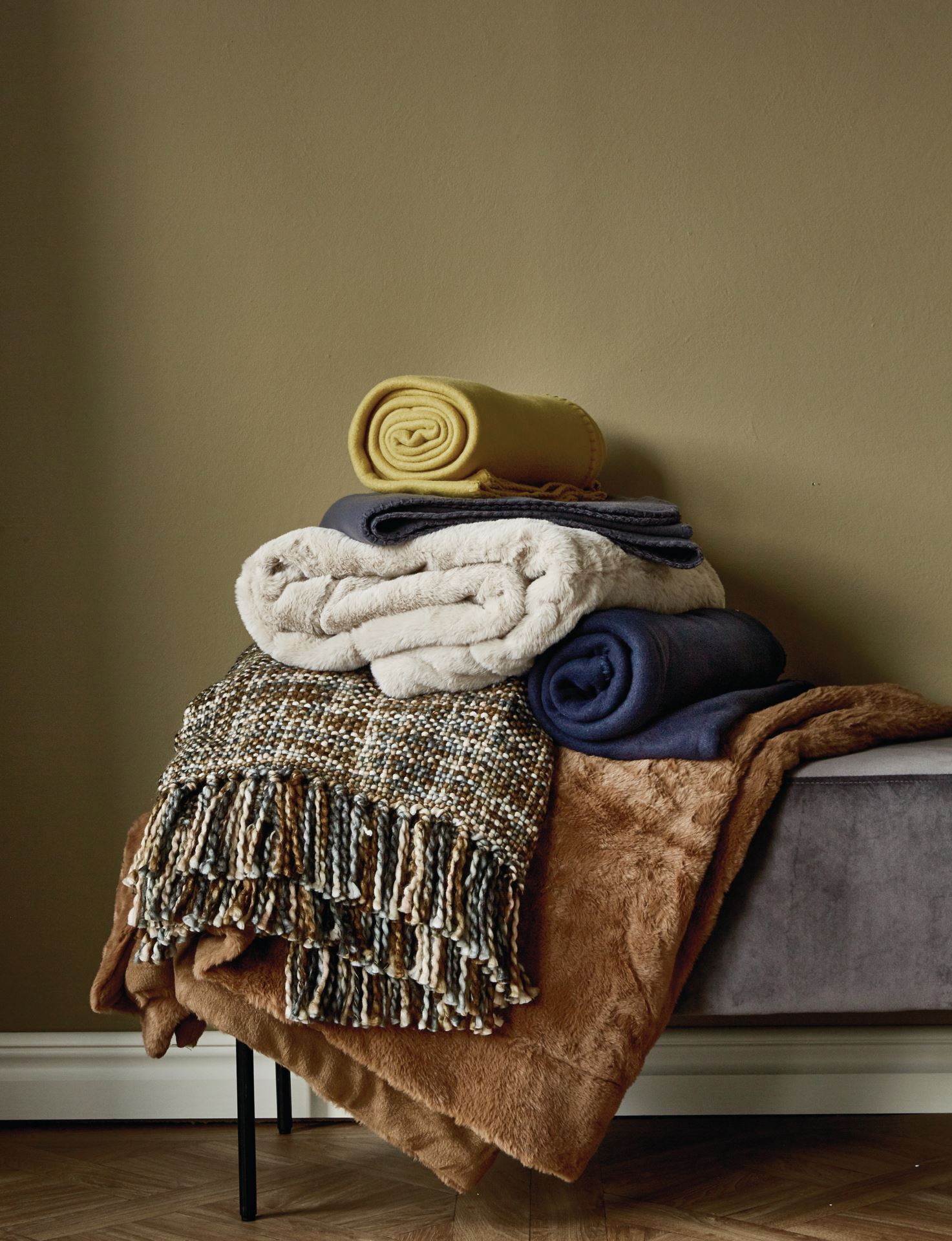 Pläd i pälsimitation offwhite - 3