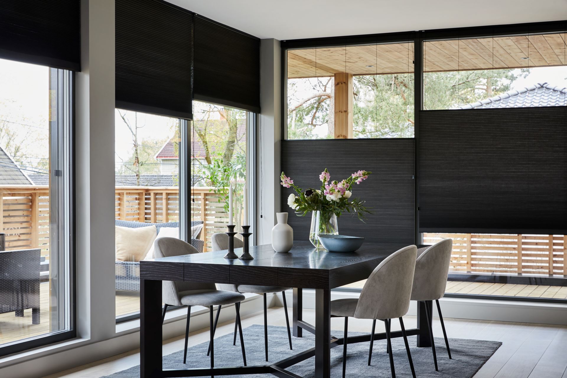 Premium upp&ned dubbel plisségardin med snöre 25mm multi - 2