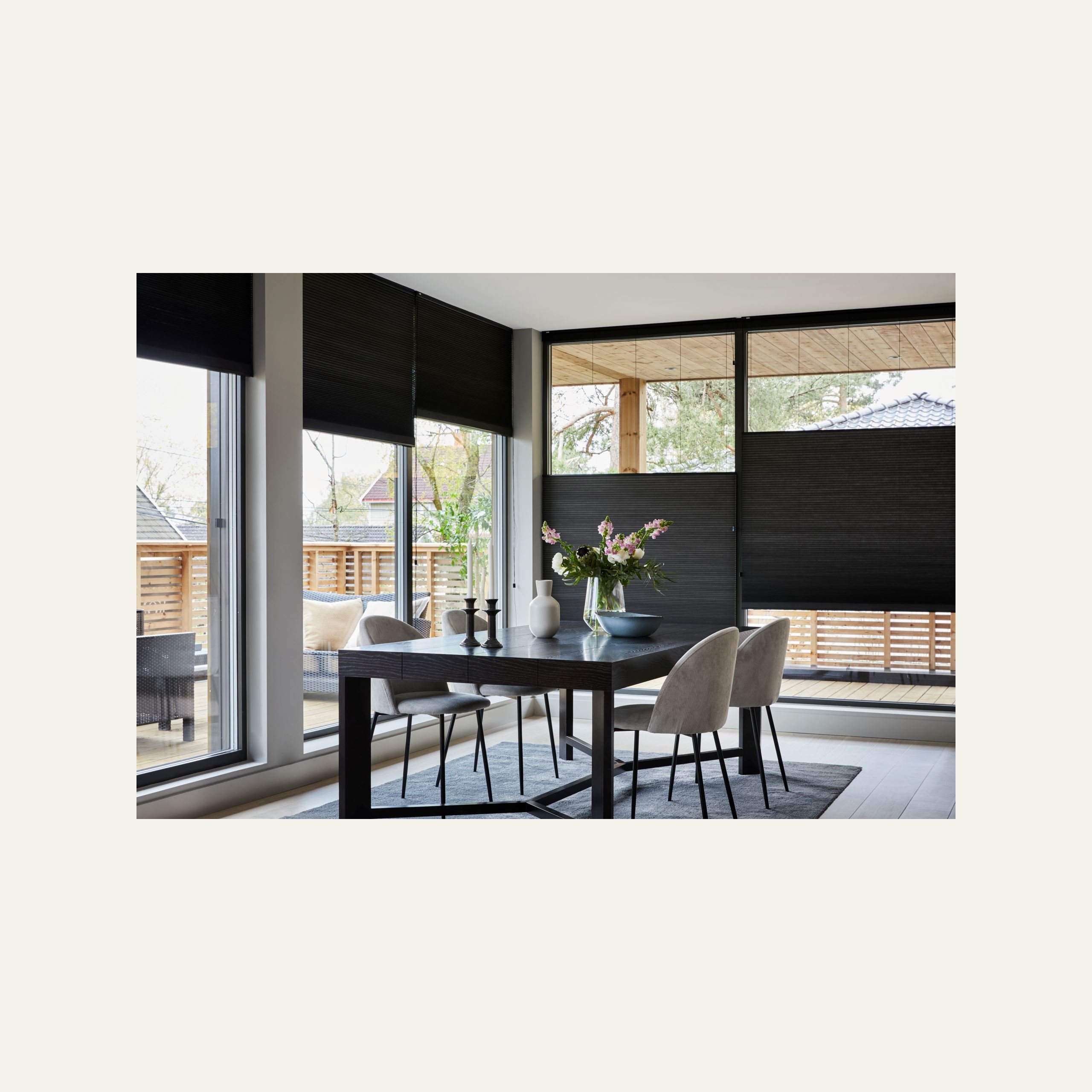 Premium upp&ned dubbel plisségardin med snöre 25mm multi - 2