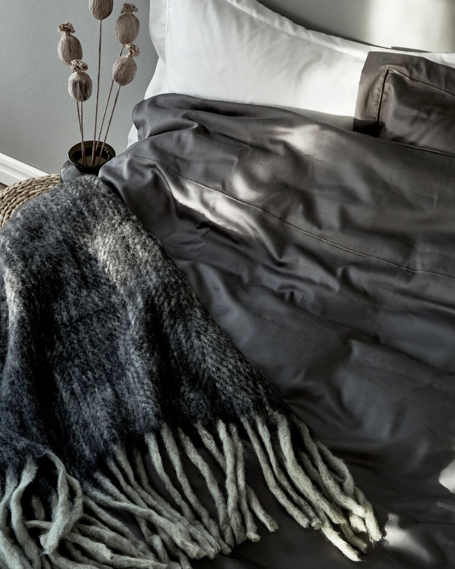 Påslakanset i egyptisk bomull satin grå - 3