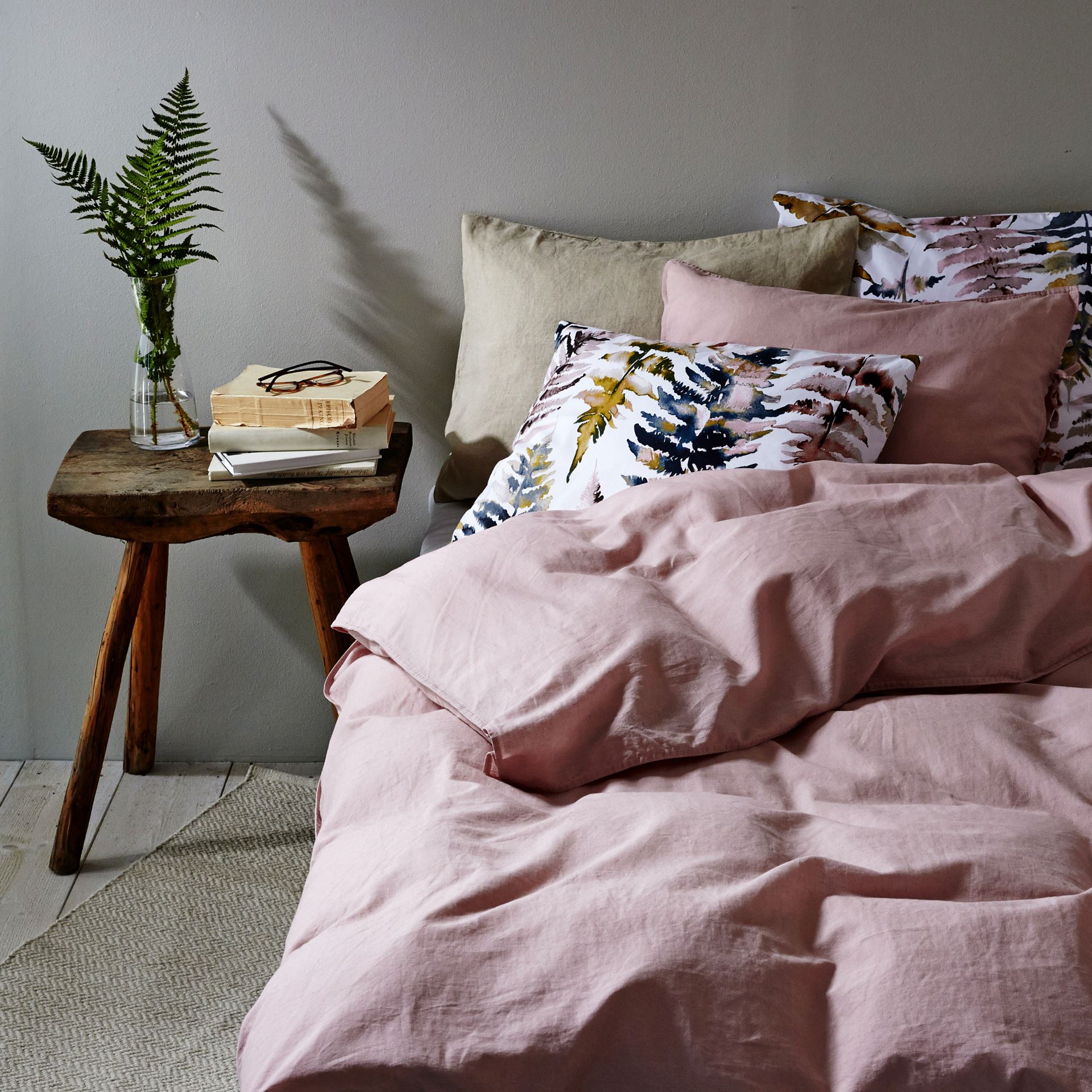 Påslakanset i linne & bomull puderrosa - 2