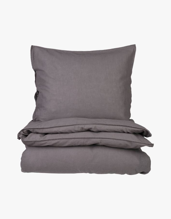 Påslakanset i linne & bomull mörkgrå - 150x210 cm mörkgrå - 1