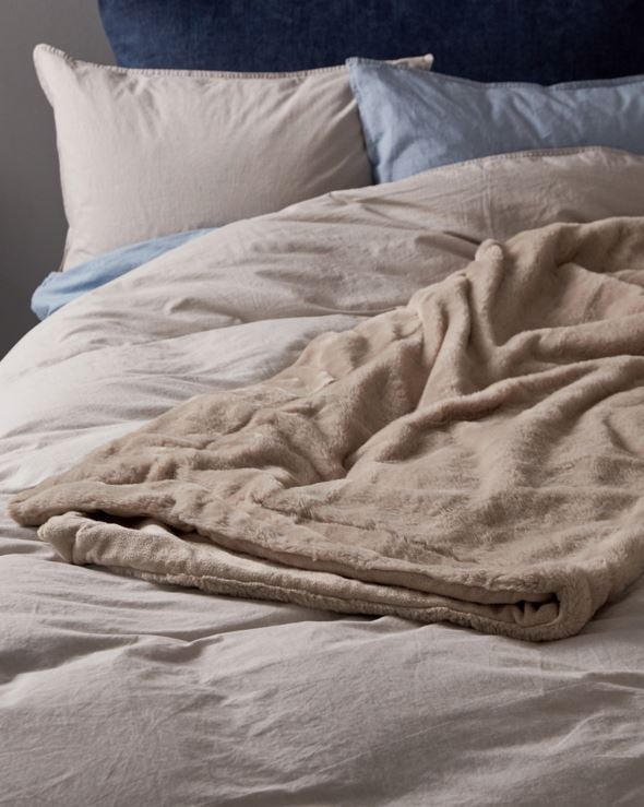 Pläd i pälsimitation natur - 4