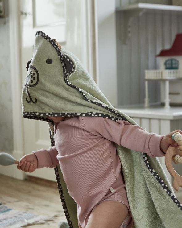 Badhandduk med huva lindblomsgrön - 2