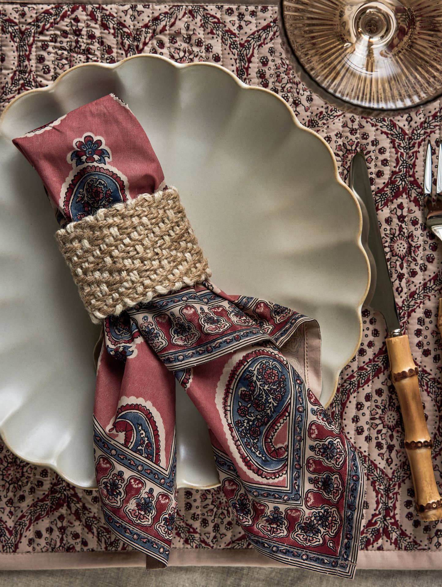 2-pack servettringar natur - 2