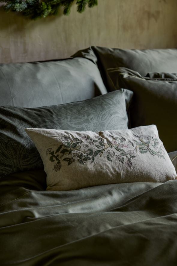 Påslakanset i egyptisk bomull satin olivgrön - 4