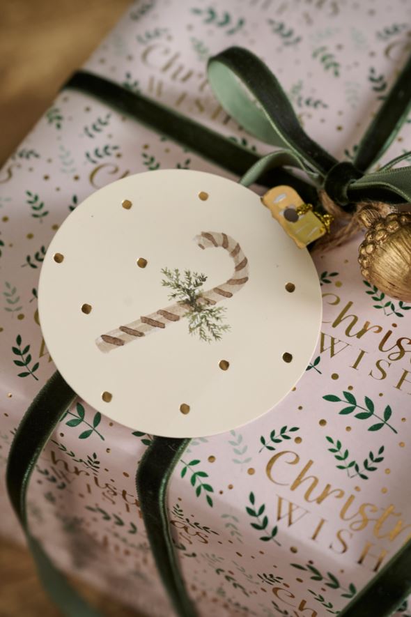 Presentetikett 12st offwhite - ø8 cm offwhite - 1