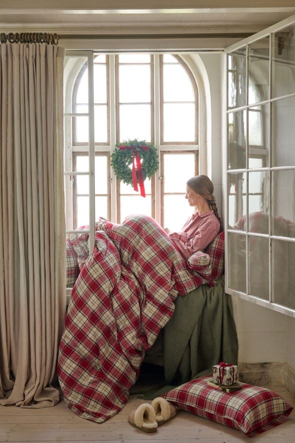 Påslakanset i garnfärgad flanell multi/röd - 2
