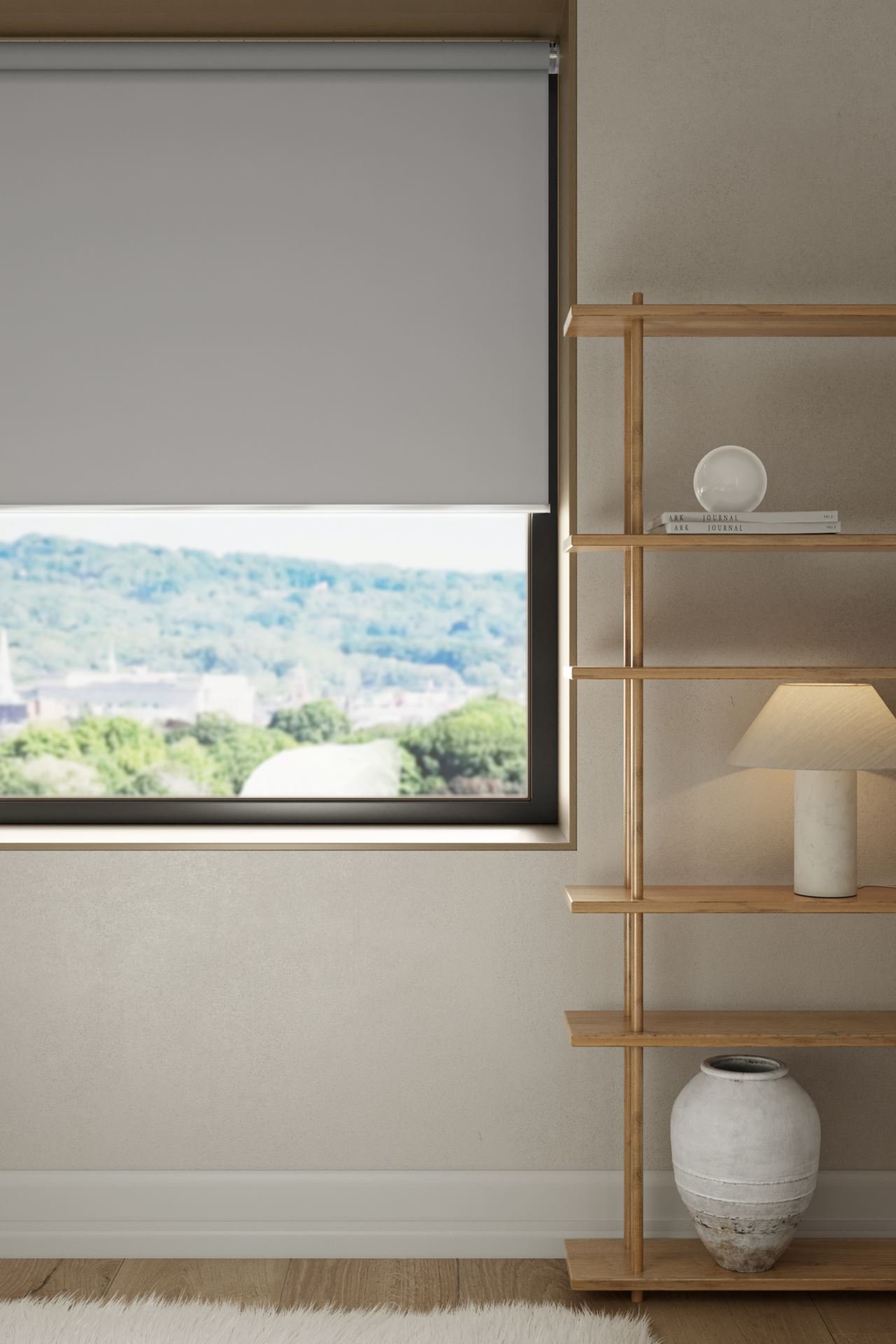 Mörkläggande rullgardin trådlös grå - 2