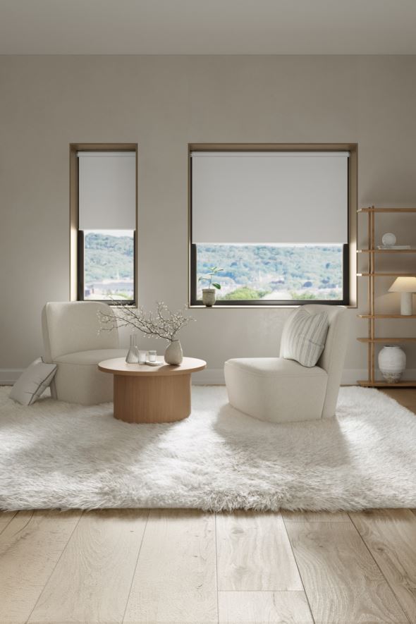 Mörkläggande rullgardin trådlös vit - 4