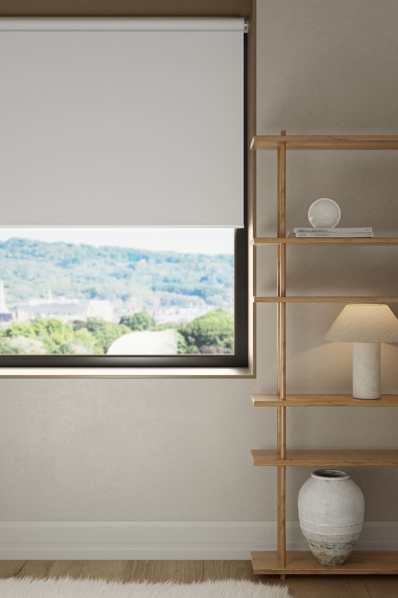 Mörkläggande rullgardin trådlös vit - 3