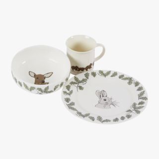 Wooden animals tableware, Multi white
