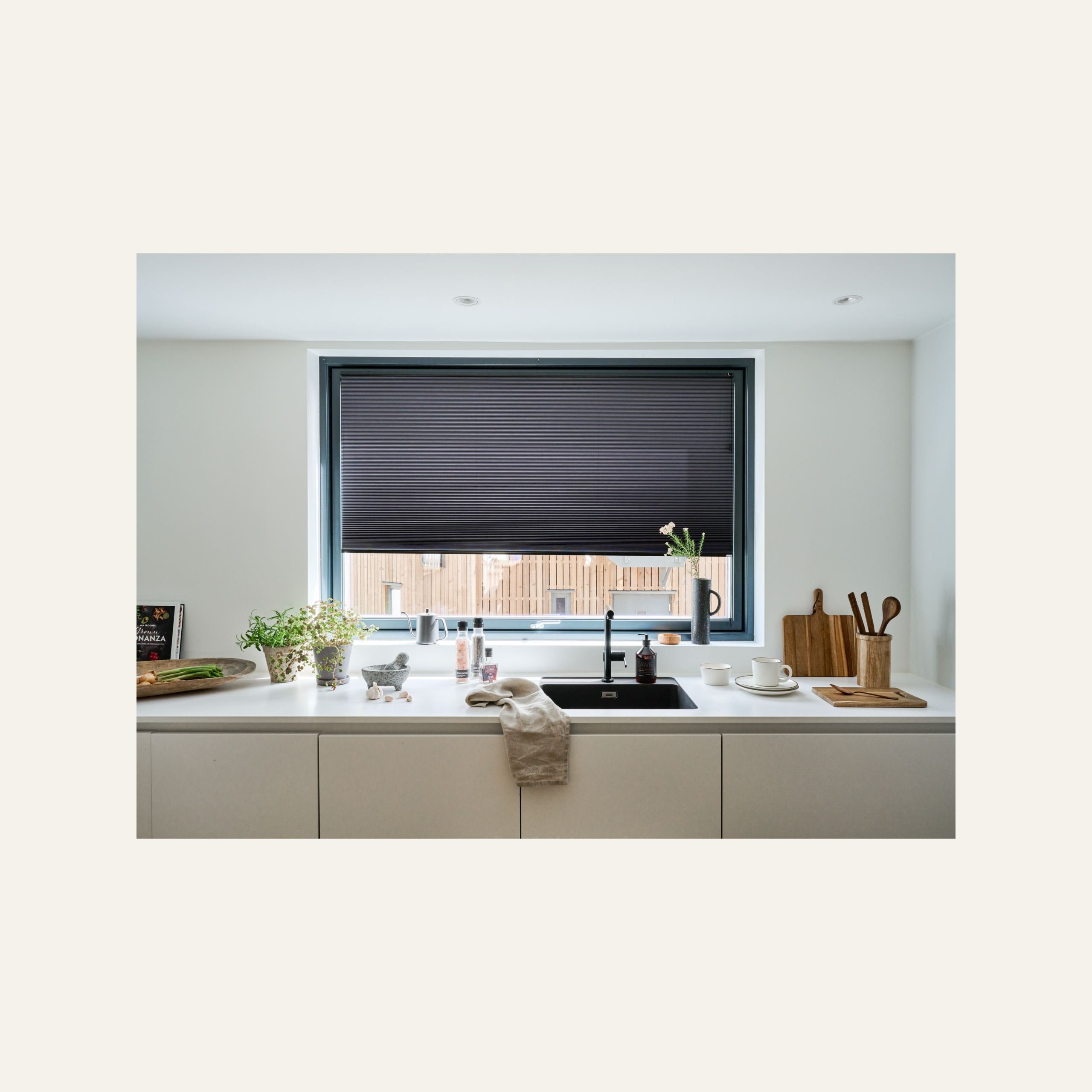 Premium dubbel plisségardin med snöre 25mm multi - 2