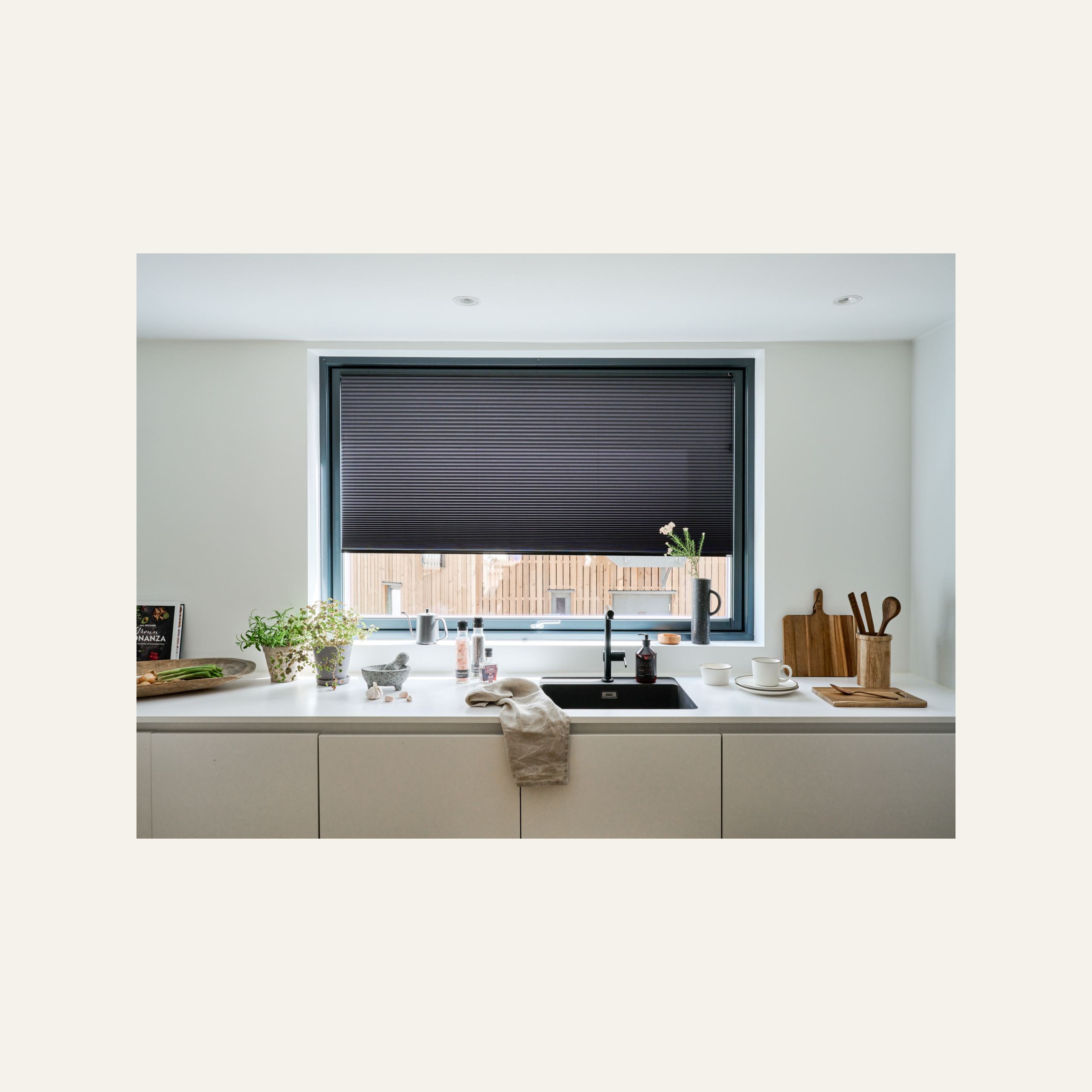 Premium dubbel plisségardin med snöre 25mm multi - 2