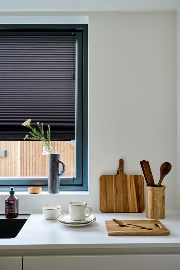 Premium dubbel plisségardin med snöre 25mm multi - 4