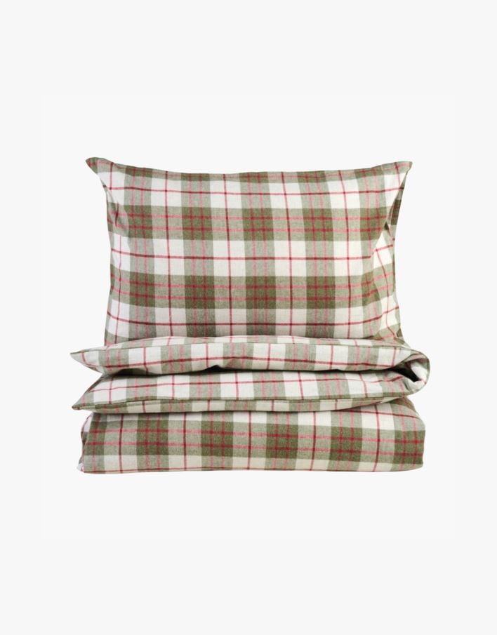 Påslakanset i garnfärgad flanell multi/röd - 230x220 cm multi/röd - 1