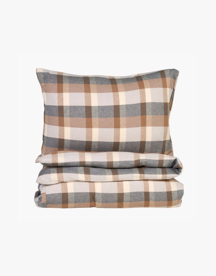 Påslakanset i garnfärgad flanell multi/beige - 230x220 cm multi/beige - 1