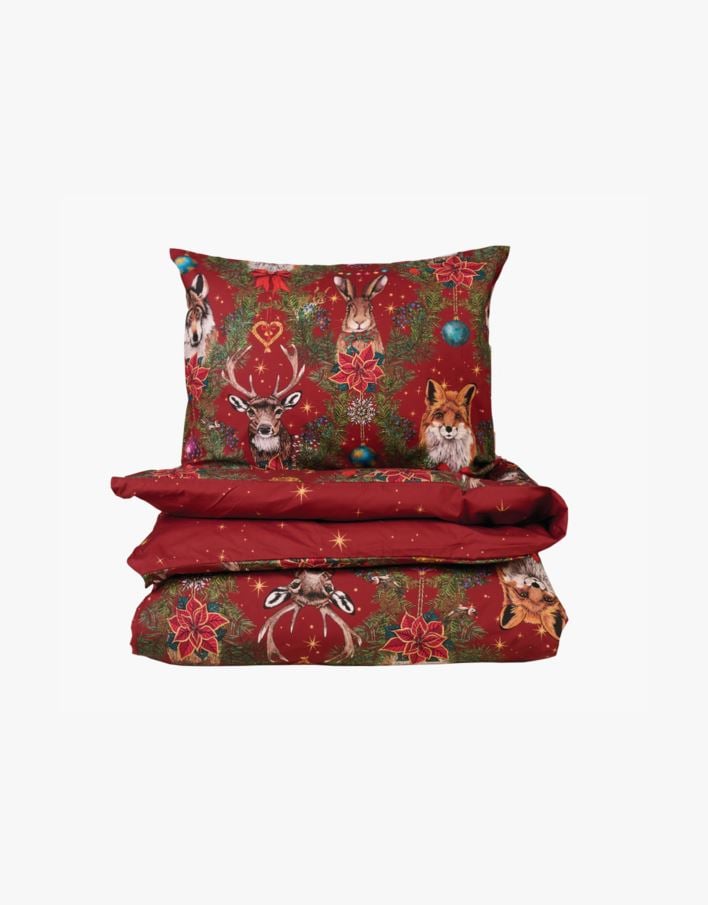 Påslakanset i percale röd - 150x210 cm röd - 1