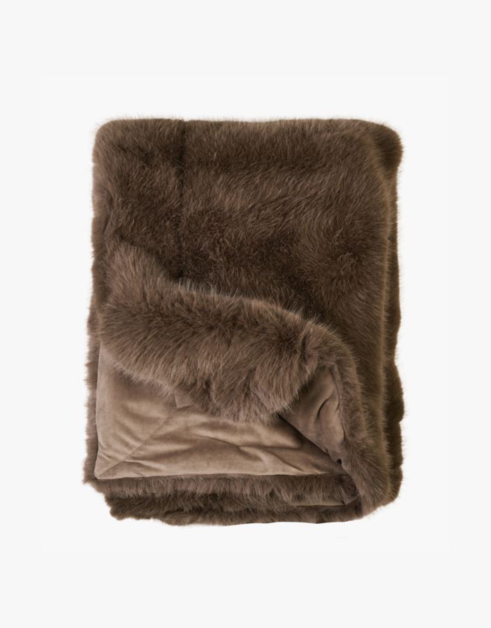 Pläd i pälsimitation taupe - 130x170 cm taupe - 1