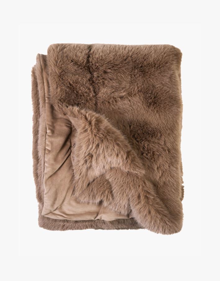 Pläd i pälsimitation kamel - 130x170 cm kamel - 1