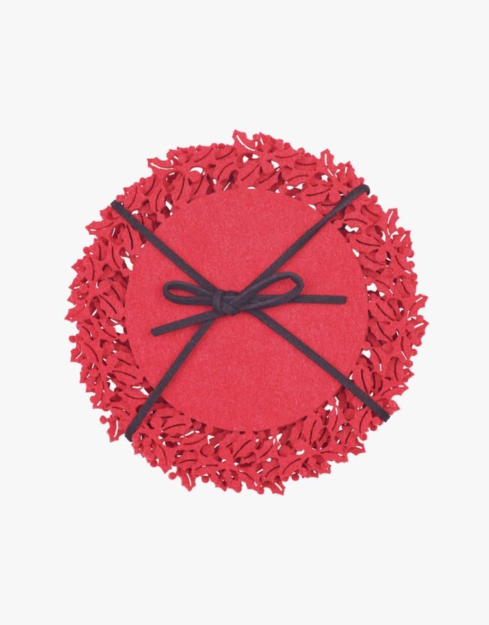 4-pack glasunderlägg röd - ø12 cm röd - 1