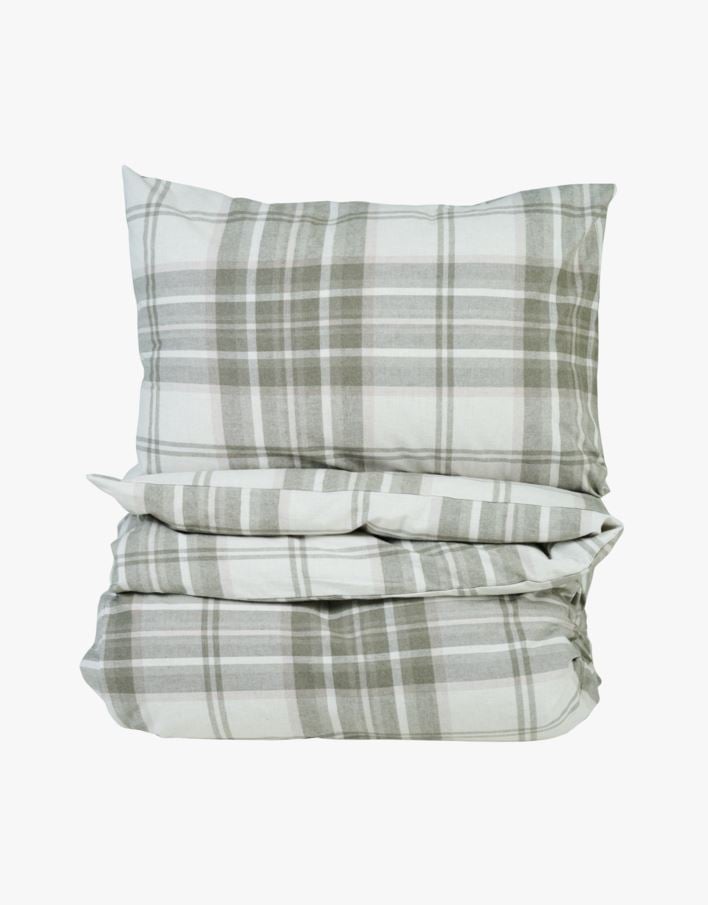 Påslakanset i garnfärgad flanell olivgrön - 150x210 cm olivgrön - 1