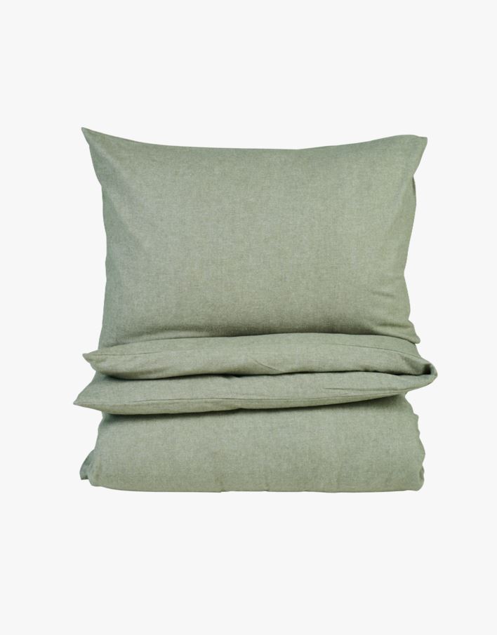 Påslakanset i garnfärgad flanell olivgrön - 150x210 cm olivgrön - 1