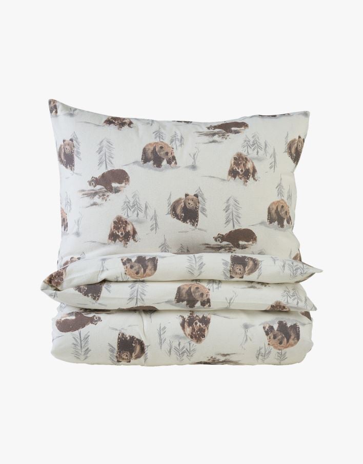 Påslakanset i flanell brun - 150x210+50x60 cm brun - 1