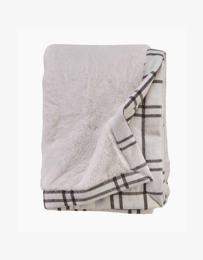 Pläd i pälsimitation offwhite - 130x170 cm offwhite - 1