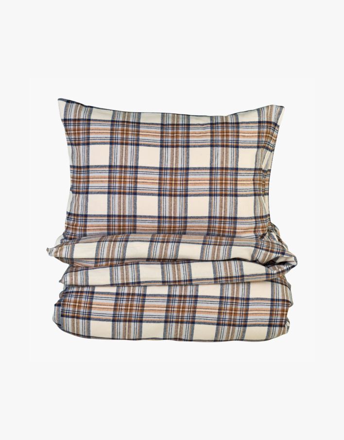 Påslakanset i garnfärgad flanell multi/brun - 230x220+50x60 cm multi/brun - 1
