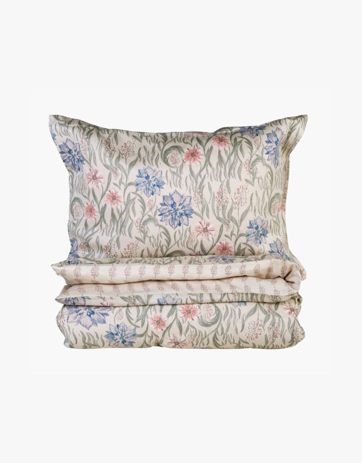 Påslakanset i satin multi/blå - 150x210 cm multi/blå - 1